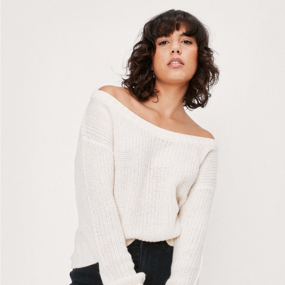 Off The Shoulder Relaxed Soft Knit Sweater